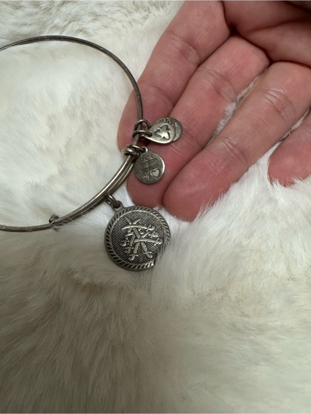 Alex &Ani Seven Swords Silver-Tone Charm Bangle Bracelet